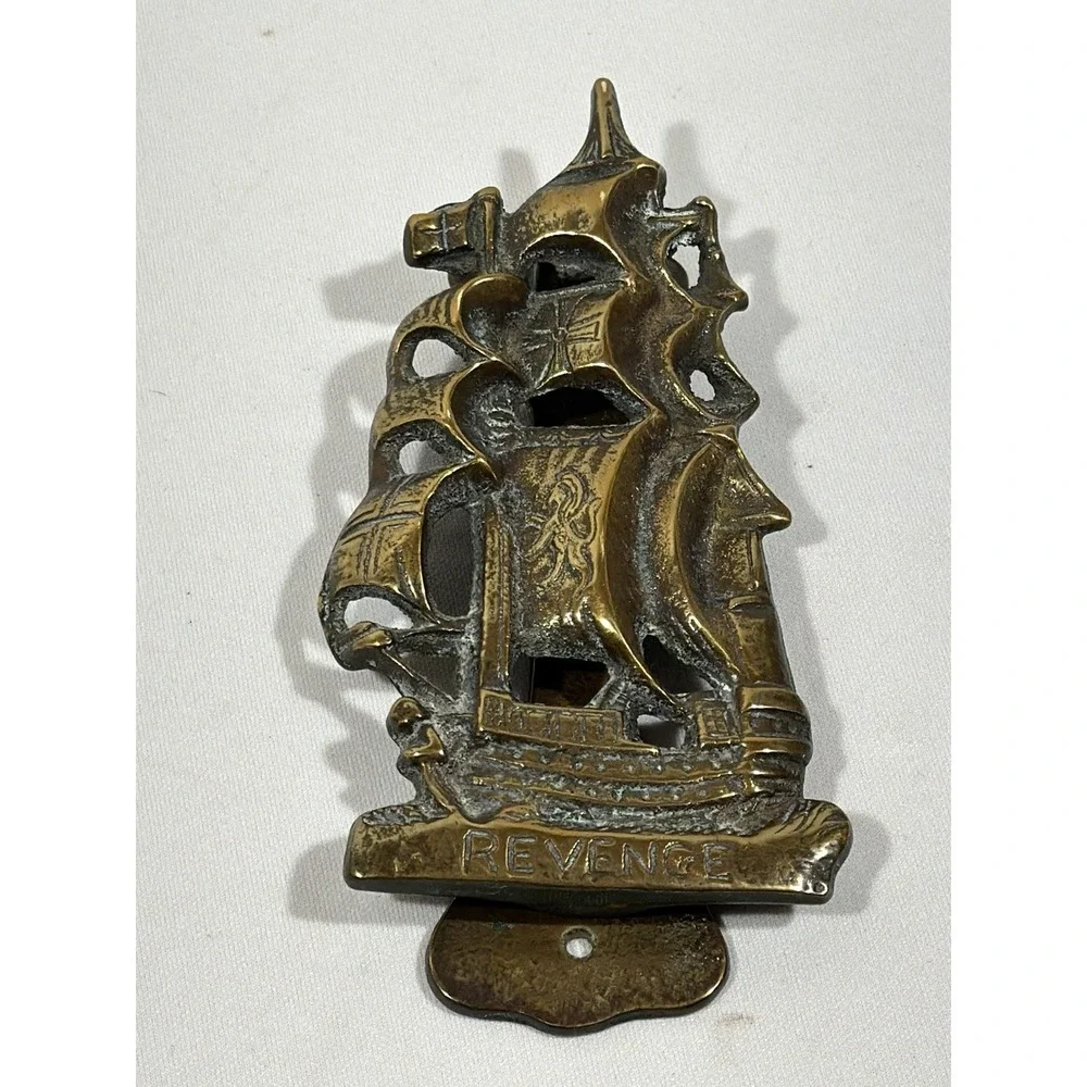 Antique Brass HMS Revenge Ship‎ Door Knocker Nautical Coastal Galleon Decor